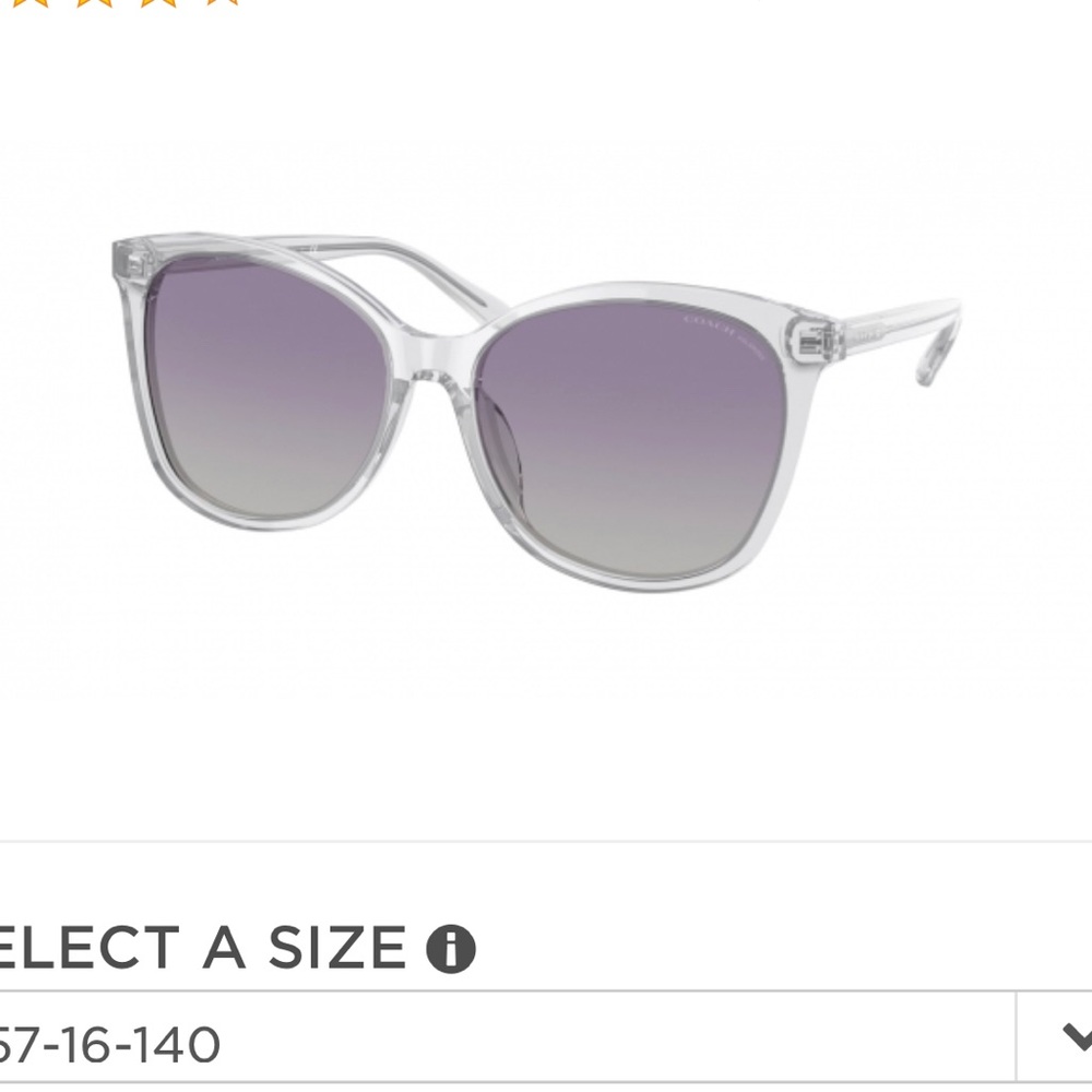 Coach, transparent grey, purple polarized lenses sunglasses